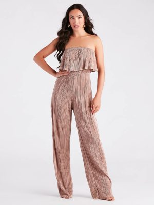 Happy Hour Chic Strapless Plisse Jumpsuit