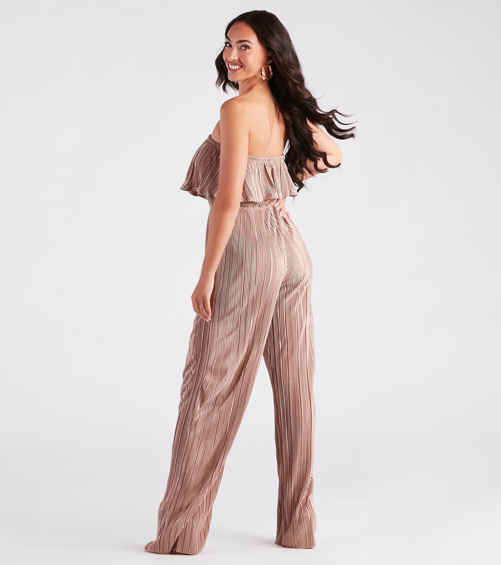 Happy Hour Chic Strapless Plisse Jumpsuit - Image 2
