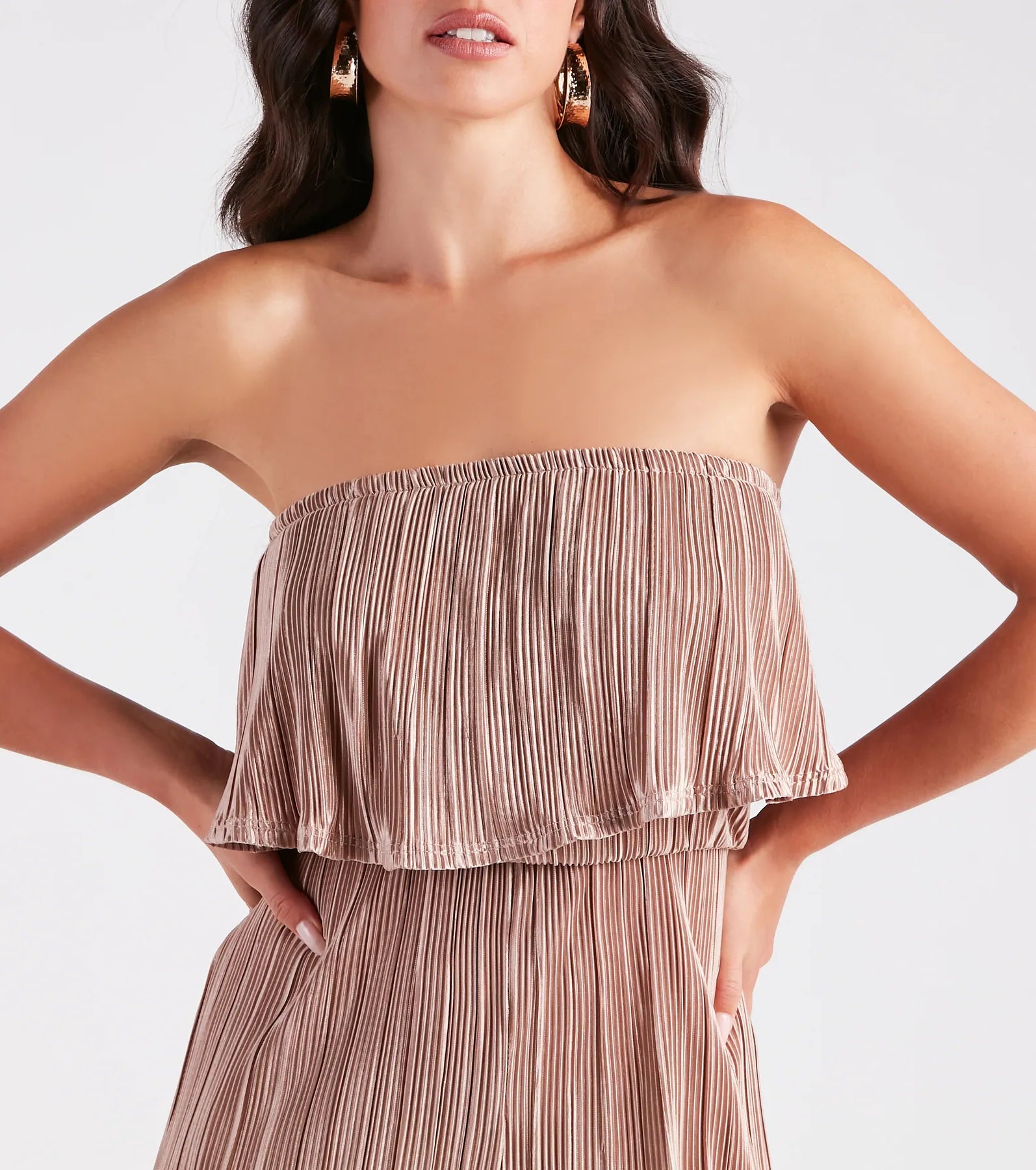 Happy Hour Chic Strapless Plisse Jumpsuit - Image 4