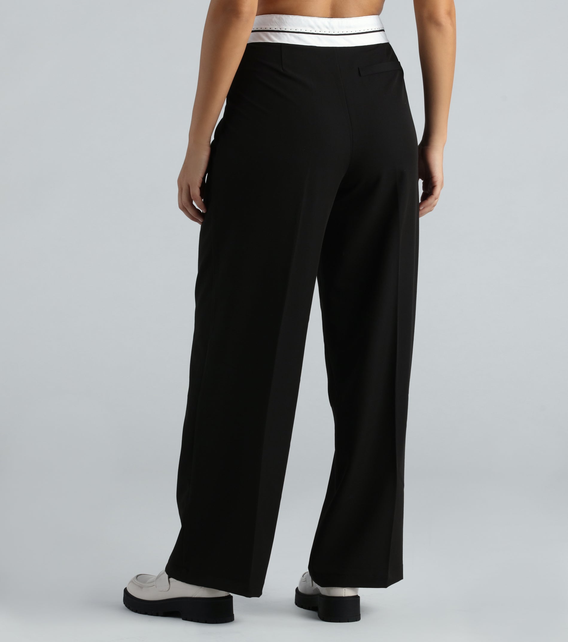 Cool-Girl Confidence Contrast Waist Trouser Pants - Image 3