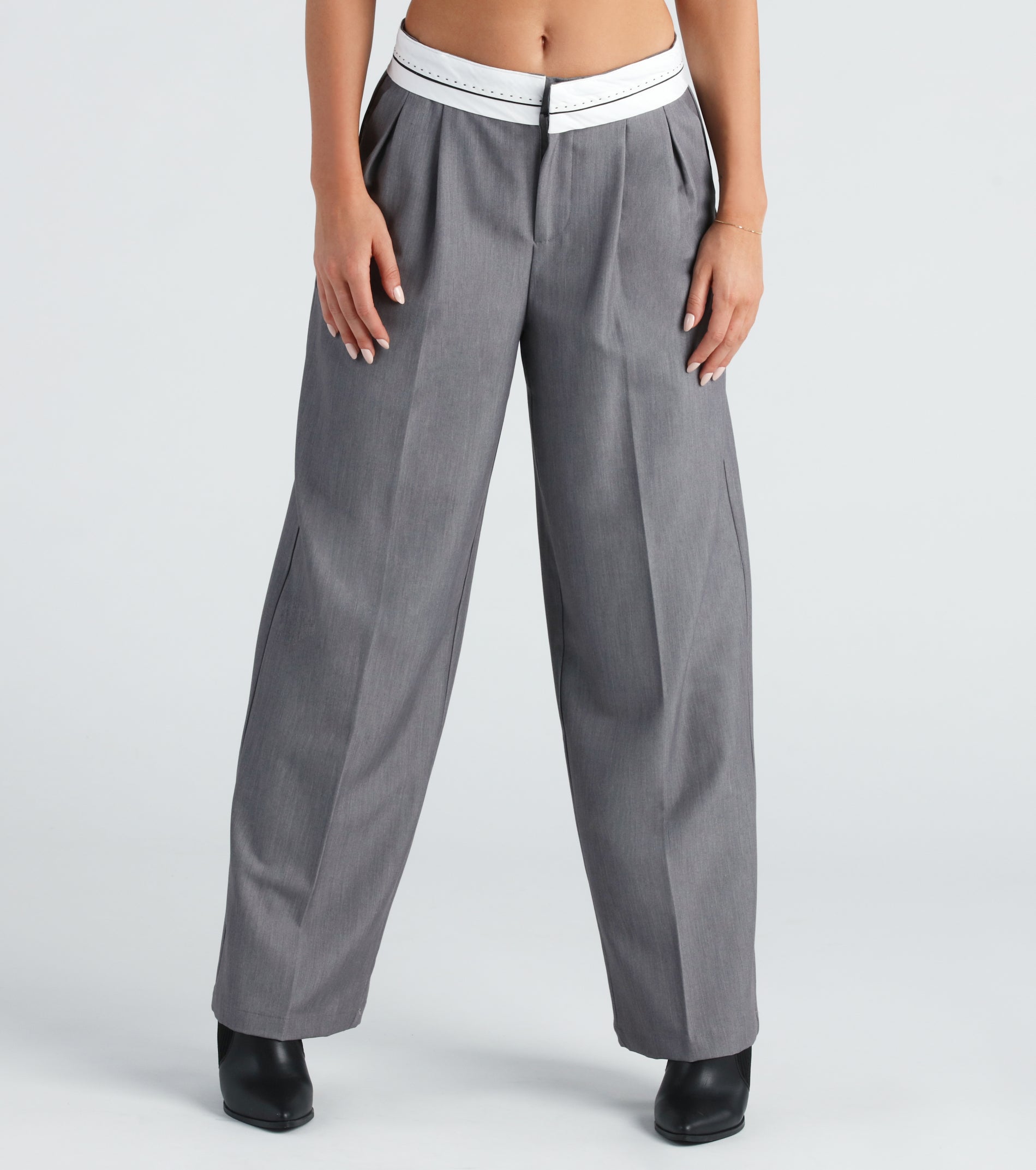 Cool-Girl Confidence Contrast Waist Trouser Pants - Image 5