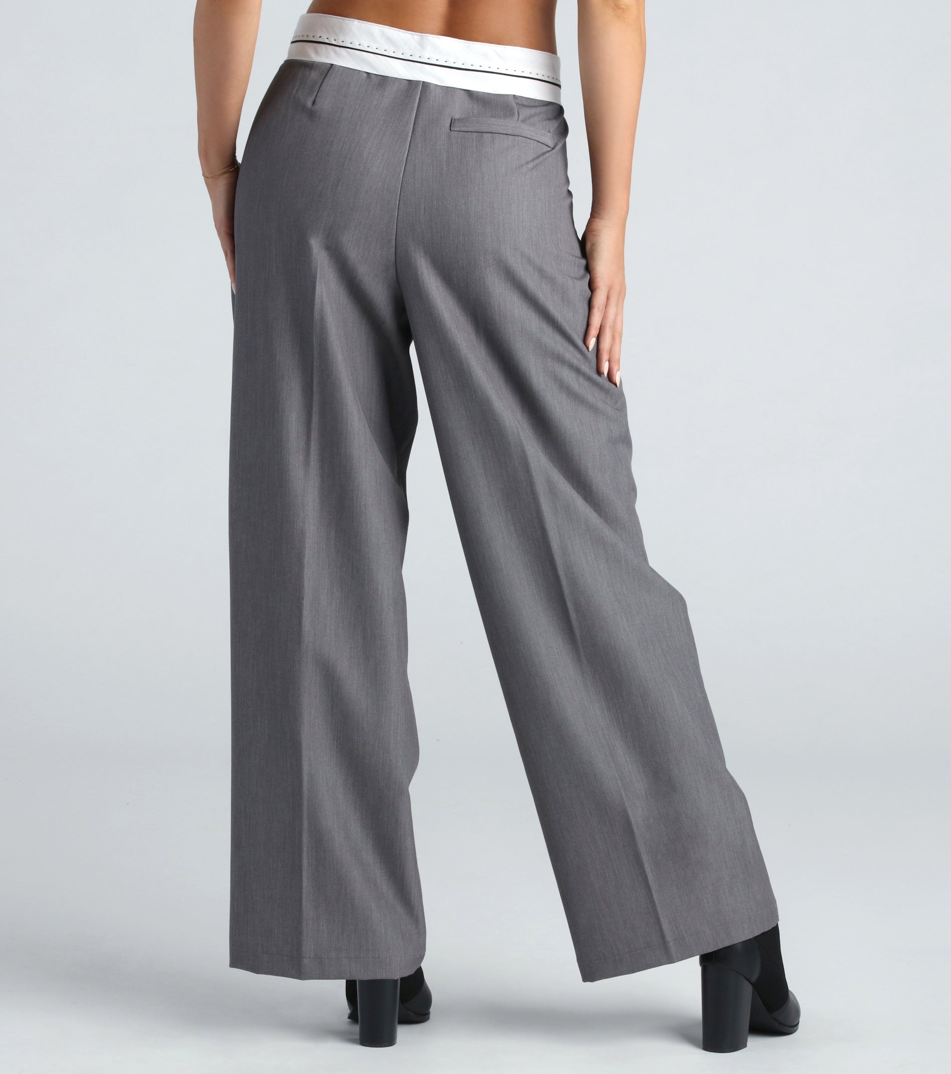 Cool-Girl Confidence Contrast Waist Trouser Pants - Image 7