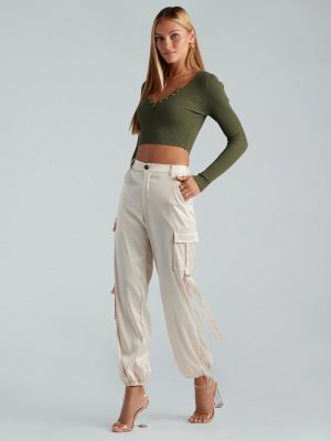 City Sleek Satin Cargo Joggers