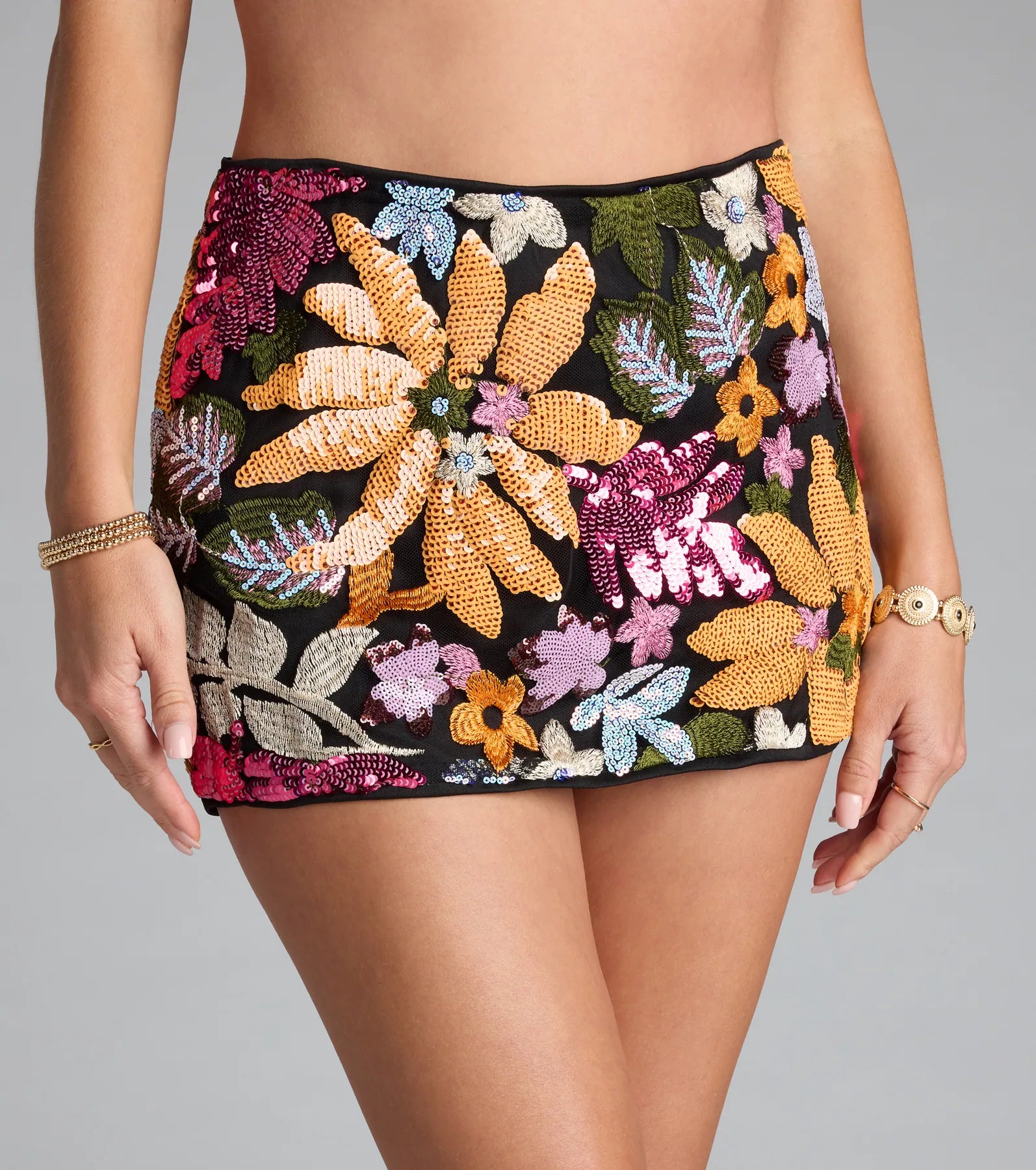 Petal To The Party Floral Sequin Skort - Image 3