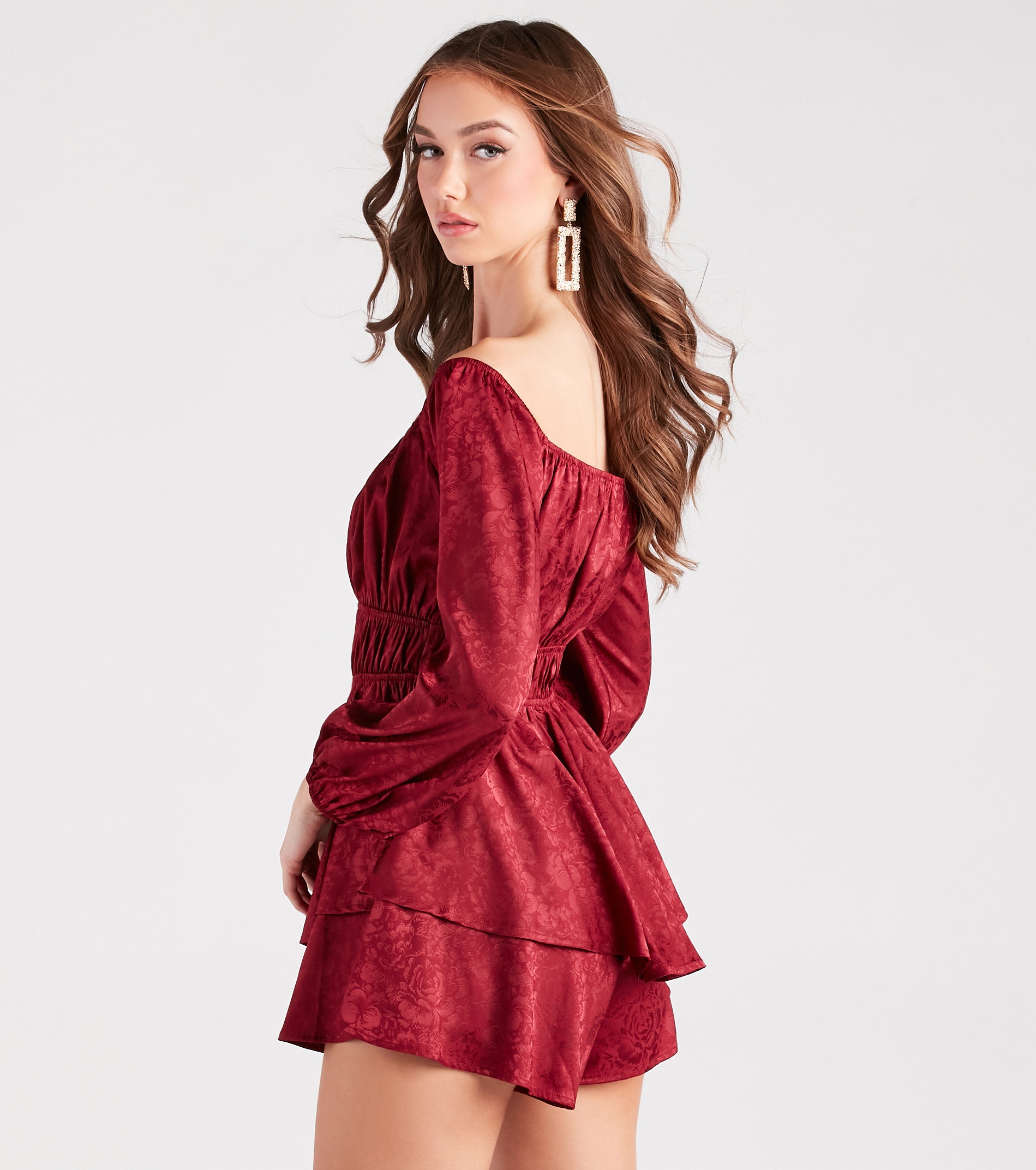 Feels Like Love Floral Jacquard Satin Romper - Image 2