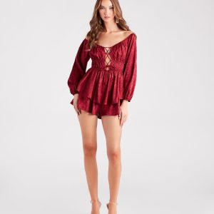 Feels Like Love Floral Jacquard Satin Romper