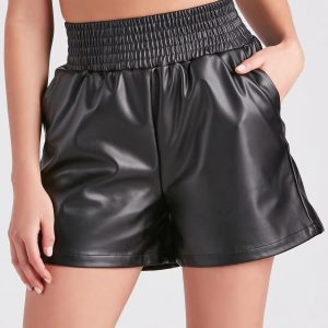 Double-Take Faux Leather Jogger Shorts