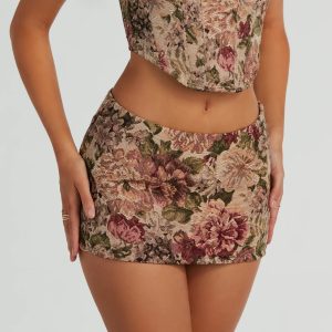 So Rare Floral Tapestry Micro Mini Skort