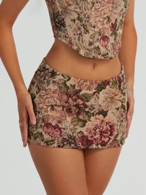 So Rare Floral Tapestry Micro Mini Skort