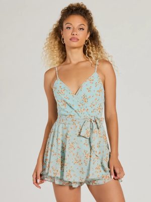 Inspiring Cutie Tie Back Floral Chiffon Romper