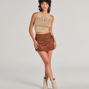 Wrap It Up High-Rise Faux Suede Mini Skort