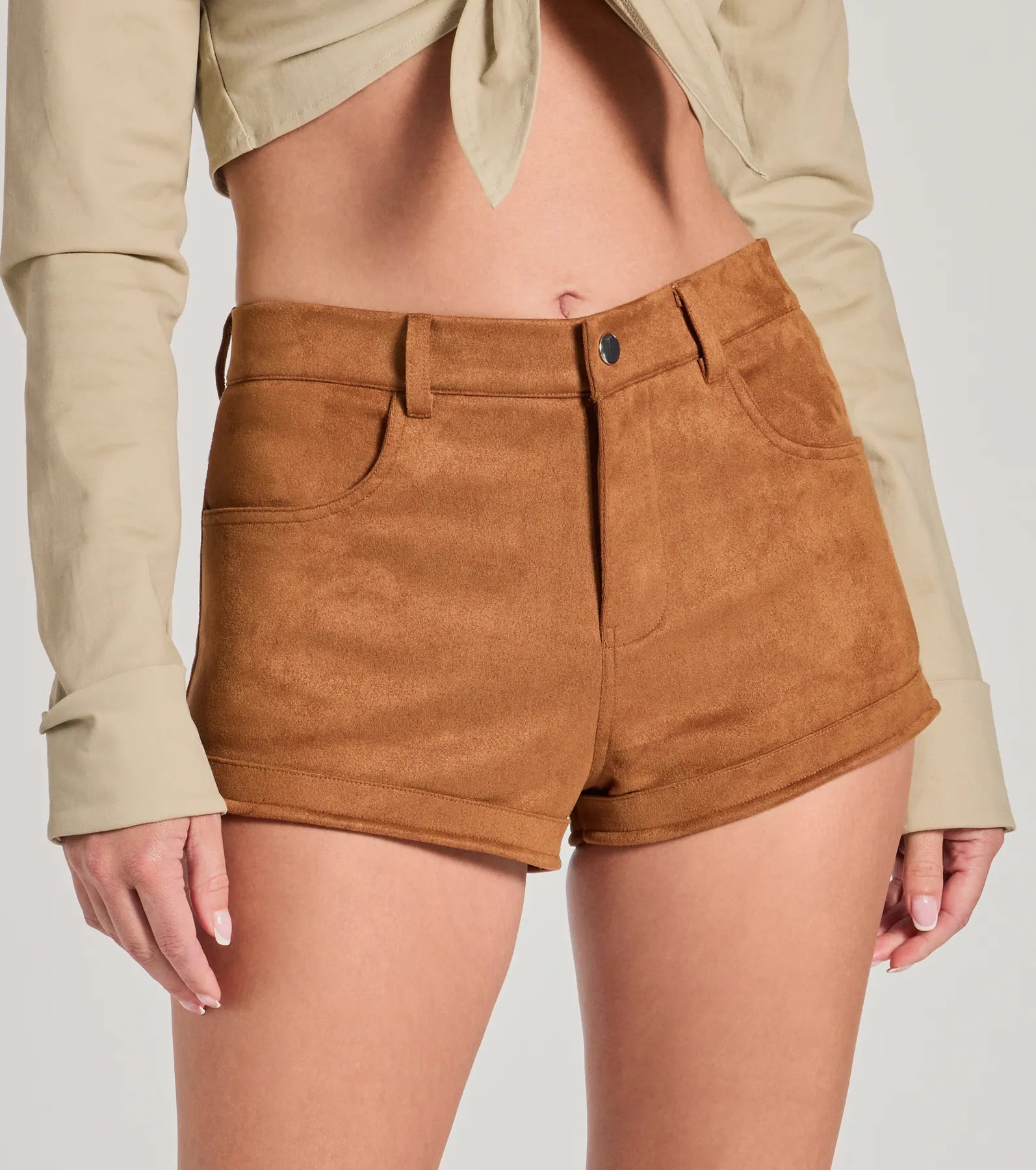 Adventurous Girlie Faux Suede Shorts - Image 3