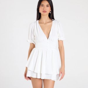 Stay Sweet Short Sleeve Button Romper