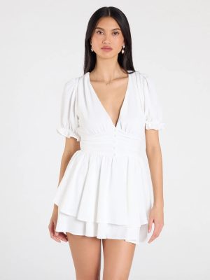 Stay Sweet Short Sleeve Button Romper