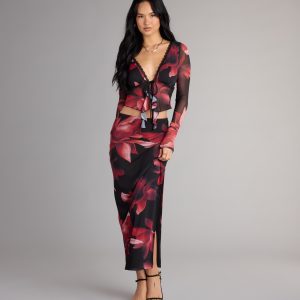 Soft Serve Floral High Slit Maxi Skirt