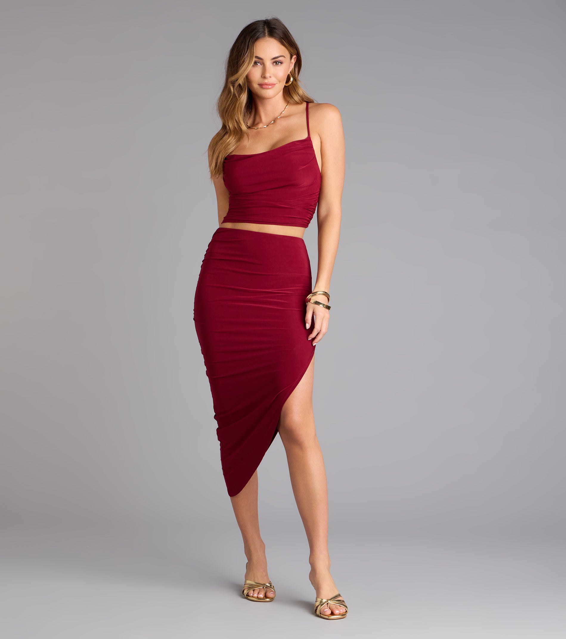 Chic Allure High-Slit Midi Skirt