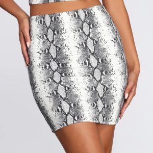 High Rise Snake Print Skirt