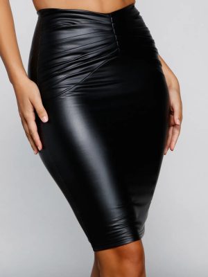 Stylish Deets Faux Leather Midi Skirt