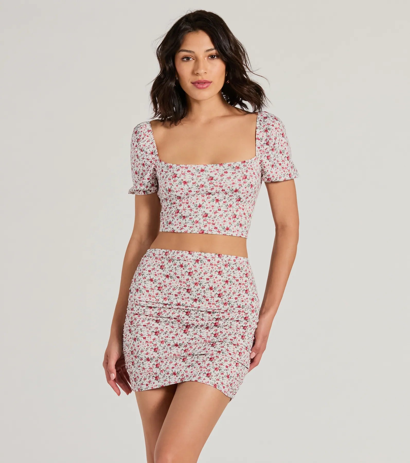 Two Cute High Rise Floral Mini Skirt - Image 4