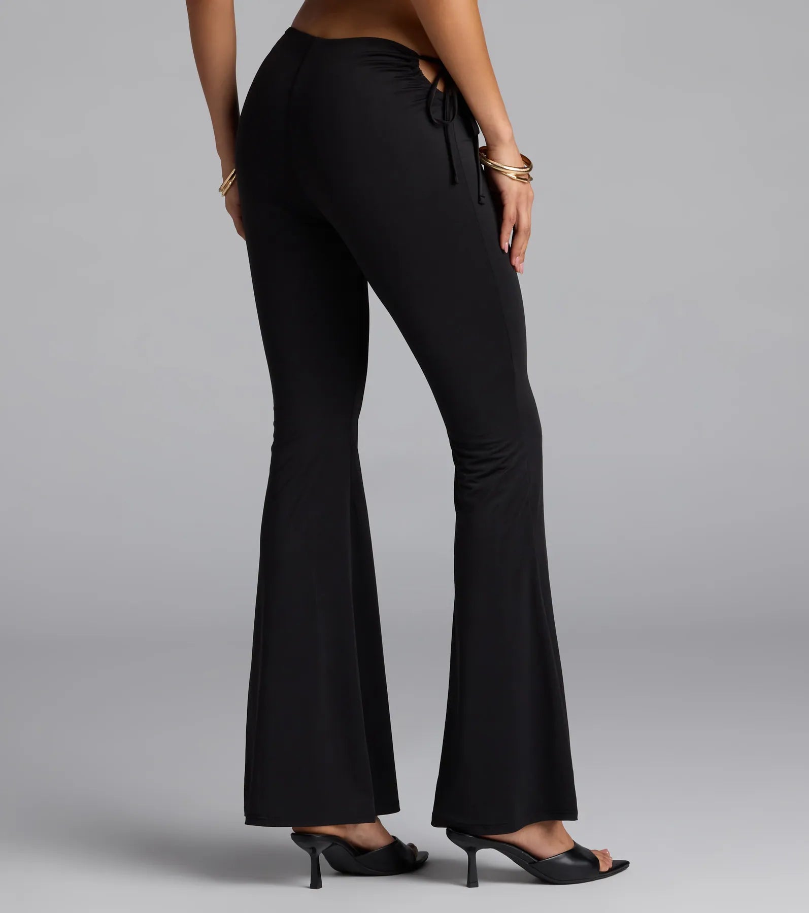 Sleek Look Mid-Rise Cutout Flare Pants - Image 2