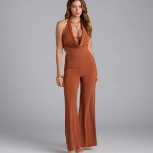 Sleek Silhouette Halter Cutout Jumpsuit