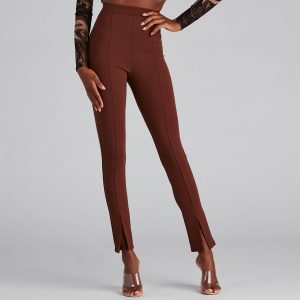 Trendy Split Hem High-Rise Pants