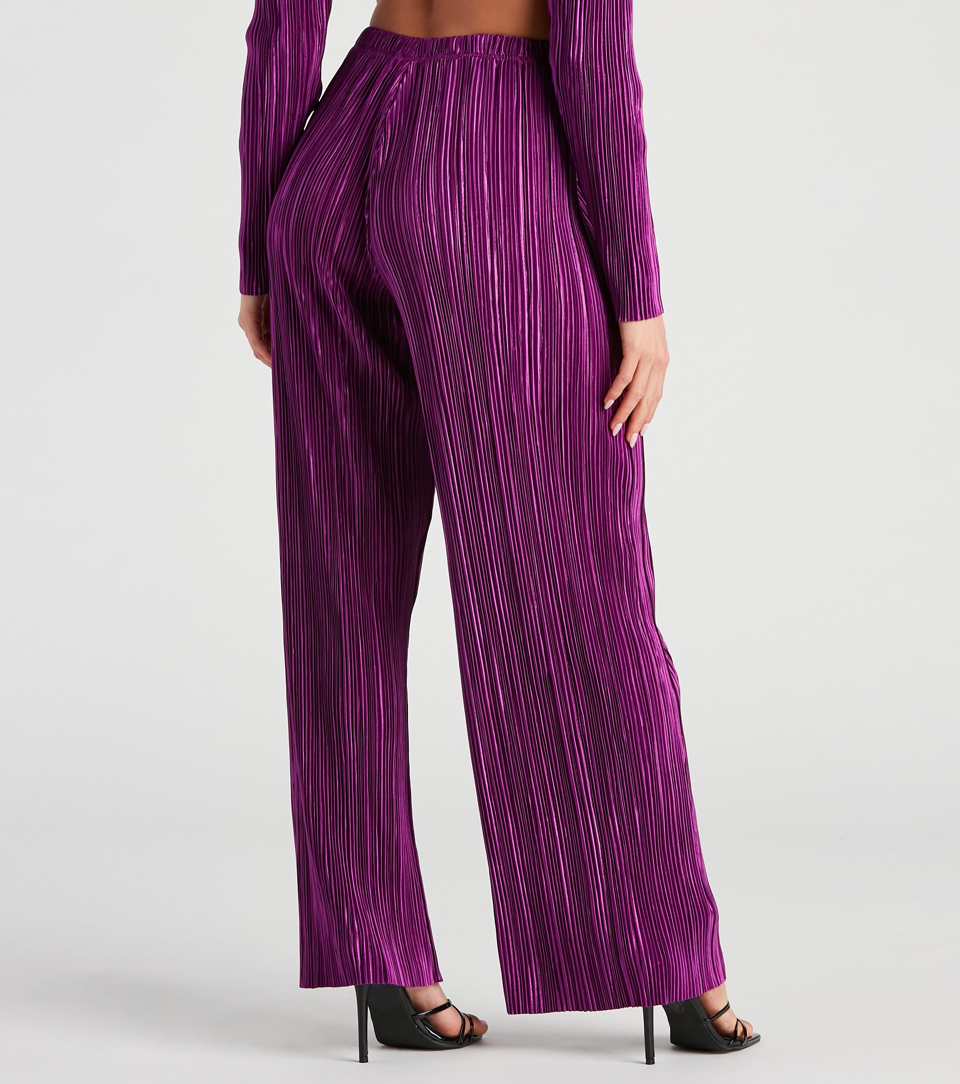 Dinner Date Satin Wide Leg Pants - Image 3