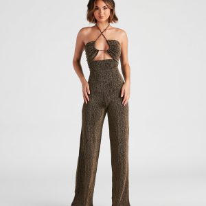 Miss Sparkle Halter Knit Jumpsuit