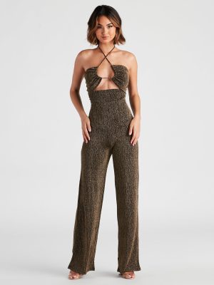 Miss Sparkle Halter Knit Jumpsuit