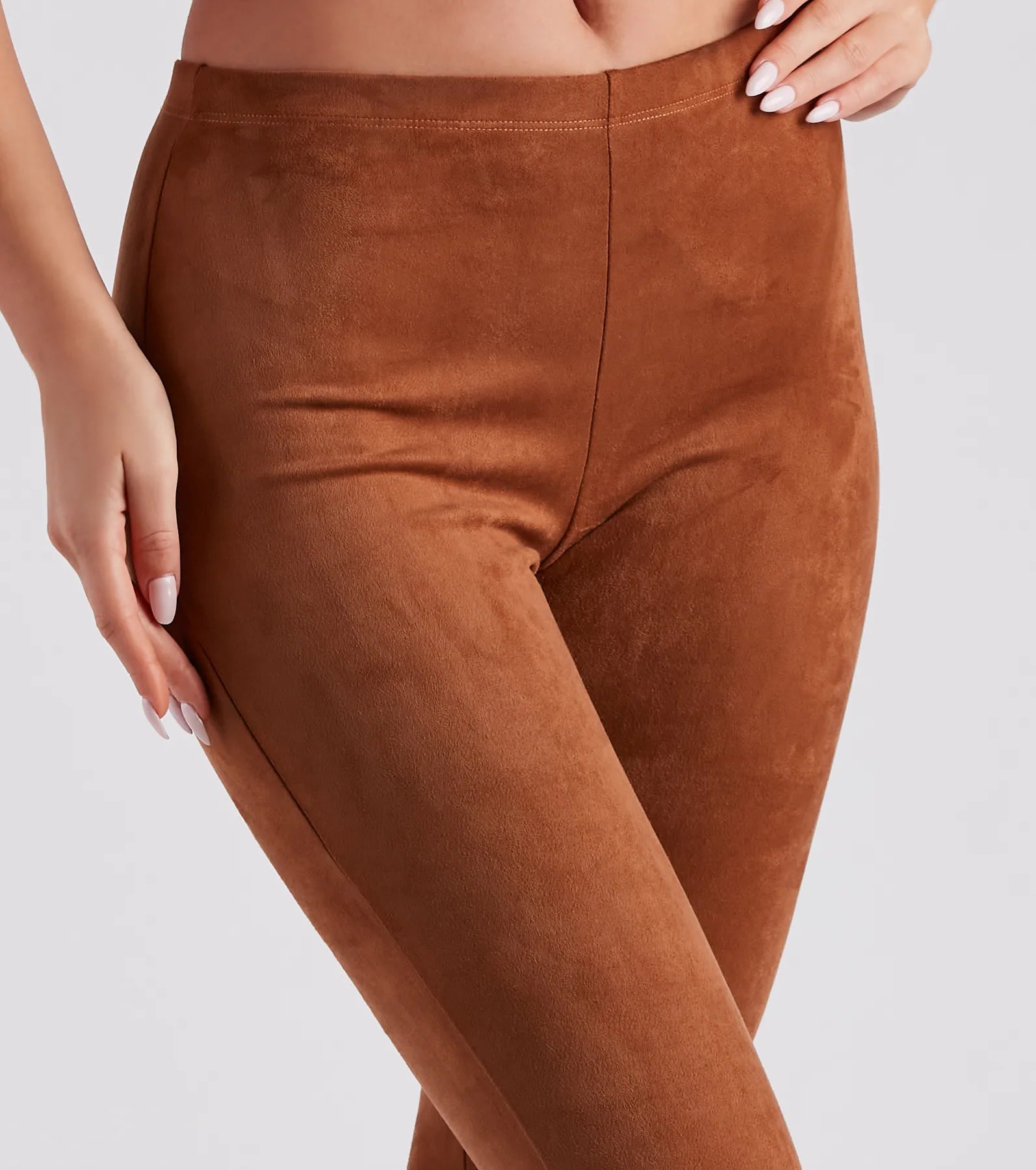 Stylish Pick Faux Suede Flare Pants - Image 4
