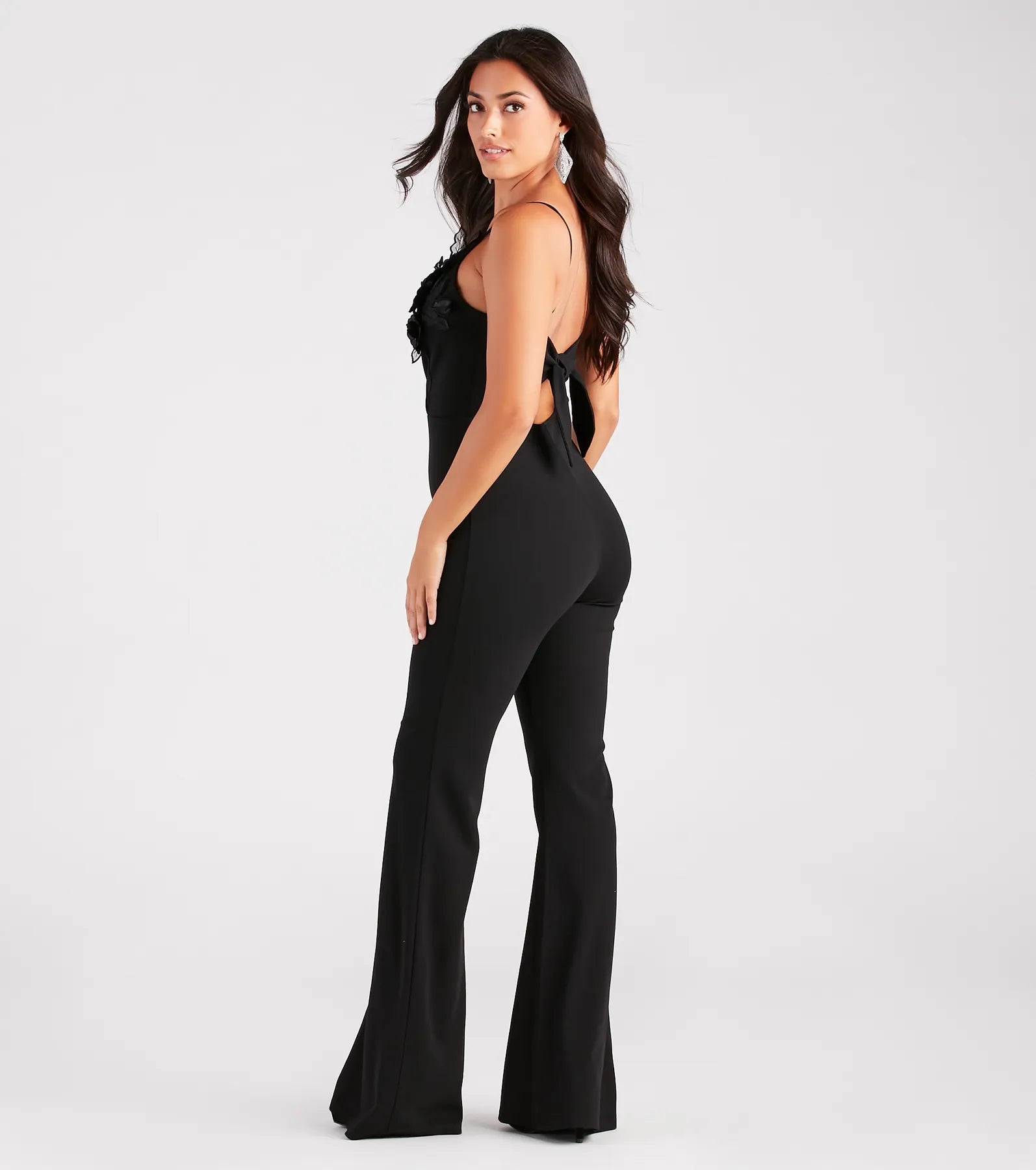 Leading Lady Flower V-Neck Wide Leg Jumpsuit - Image 2
