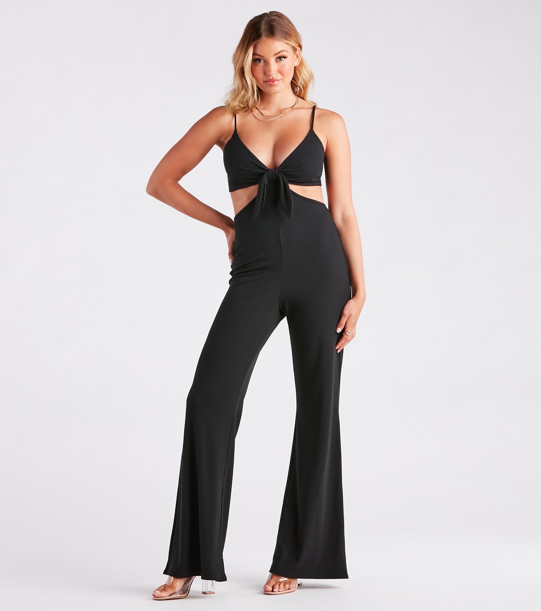Getaway Girl Rib Knit Cutout Jumpsuit - Image 4