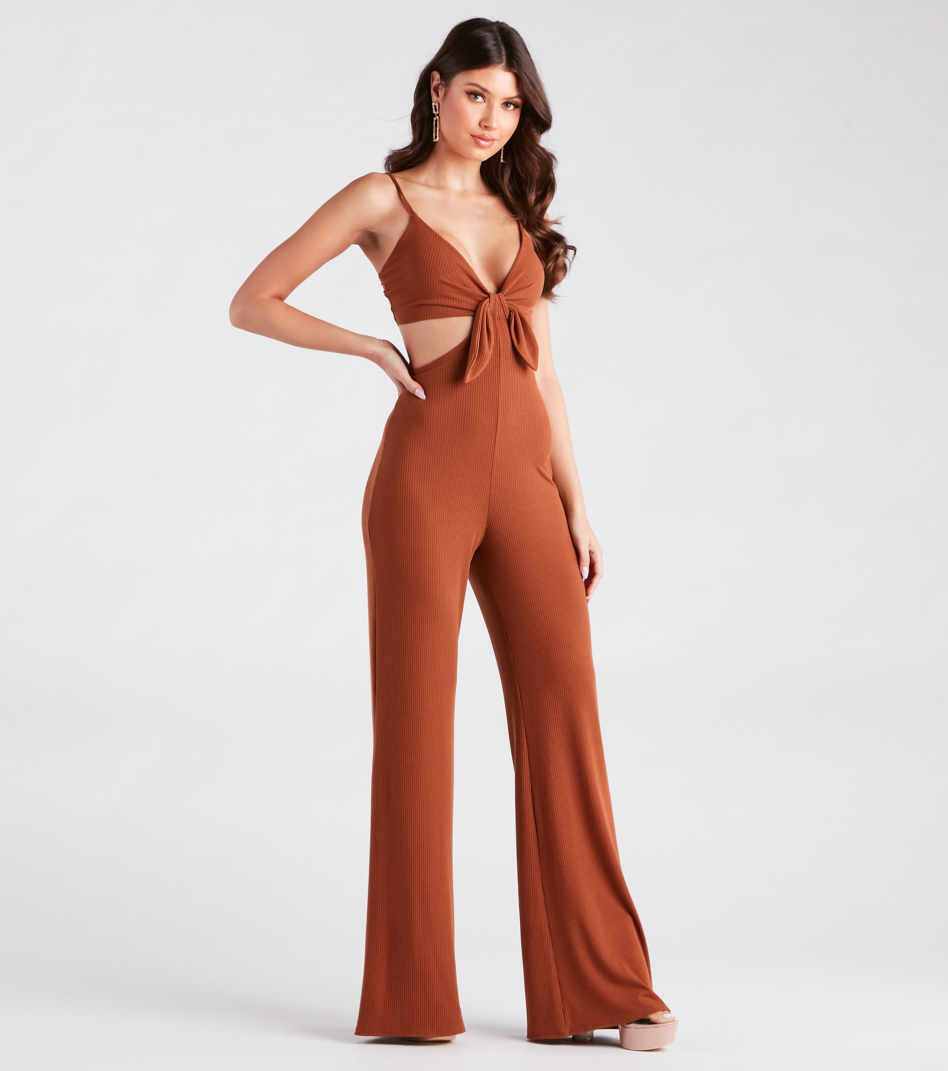 Getaway Girl Rib Knit Cutout Jumpsuit - Image 8
