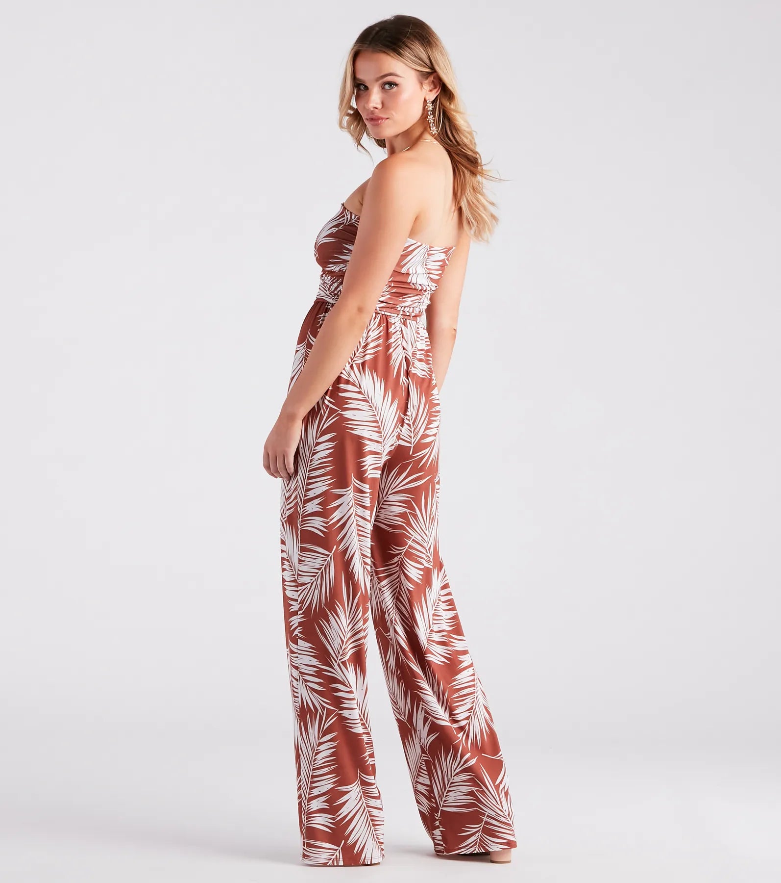 Sunset Cruise Tropical Print Strapless Jumpsuit - Image 2