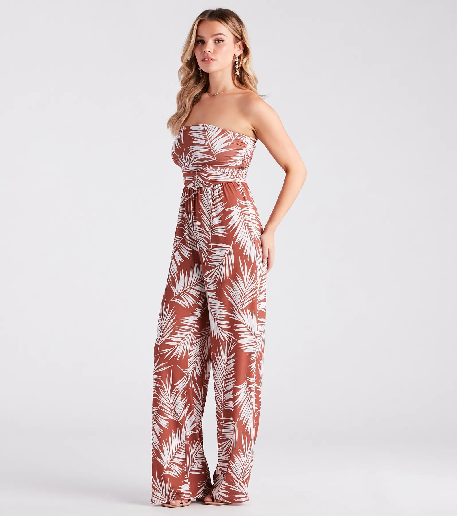 Sunset Cruise Tropical Print Strapless Jumpsuit - Image 3