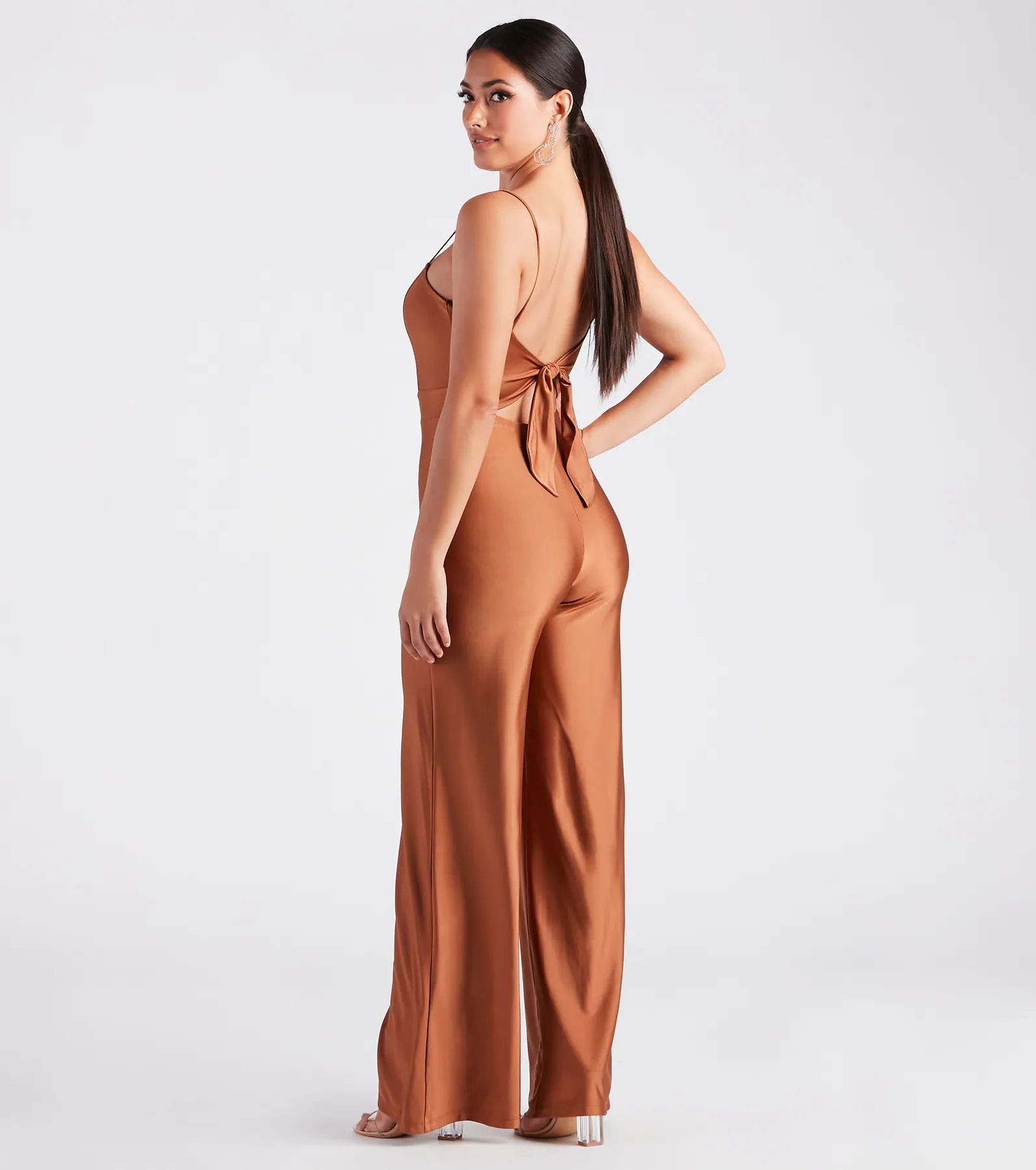 Stylish Sheen Sleeveless Wide-Leg Jumpsuit - Image 2