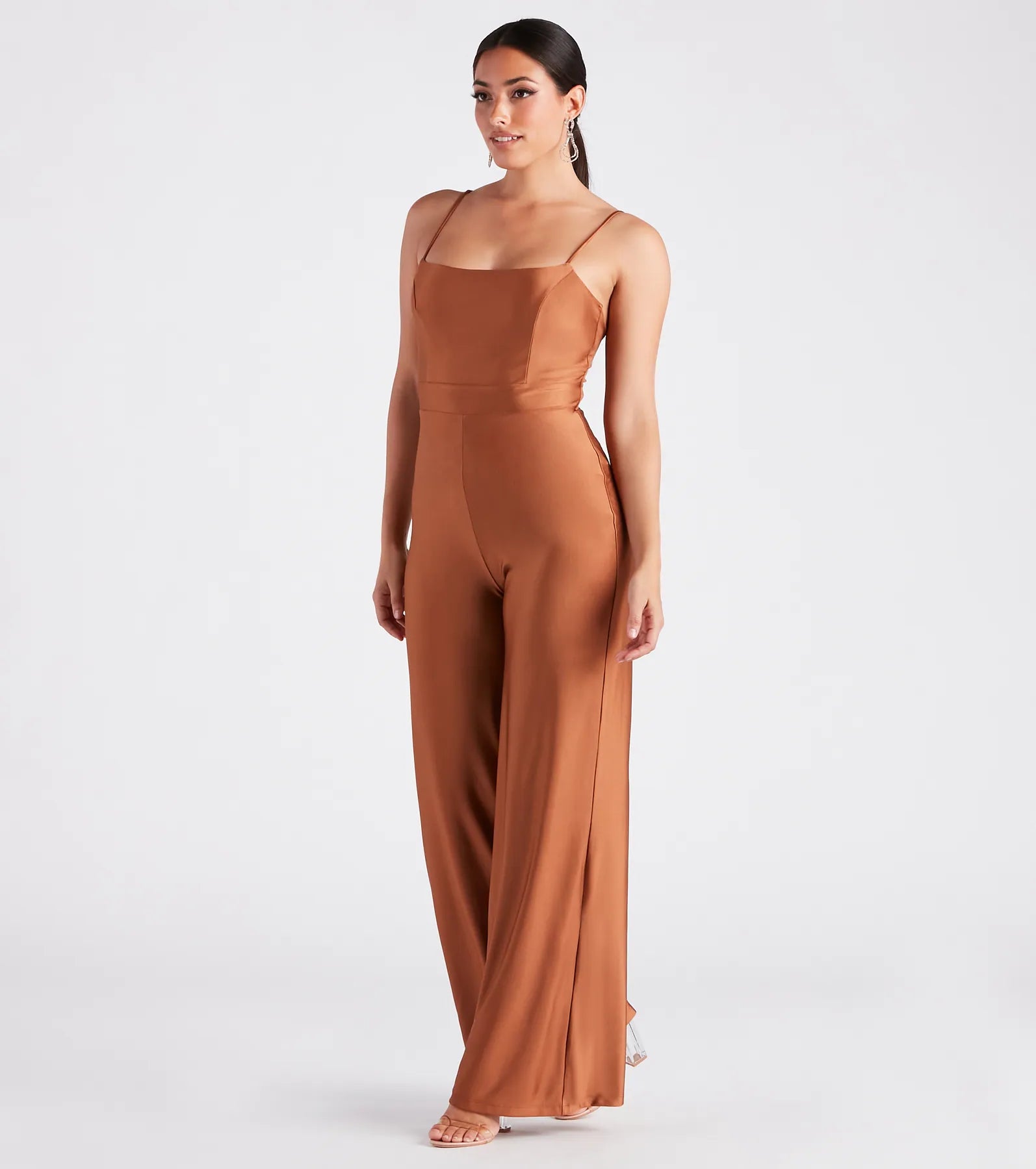 Stylish Sheen Sleeveless Wide-Leg Jumpsuit - Image 3