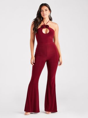 Style Blossom Rosette Flower Lace-Up Jumpsuit