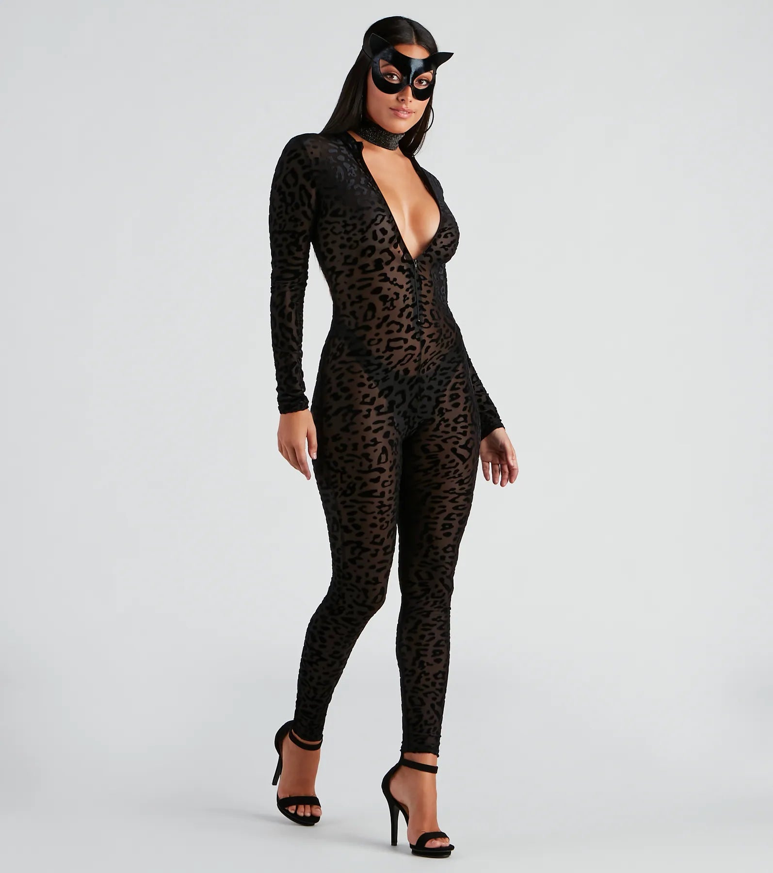 Fierce Flair Leopard Print Sheer Mesh Catsuit - Image 3