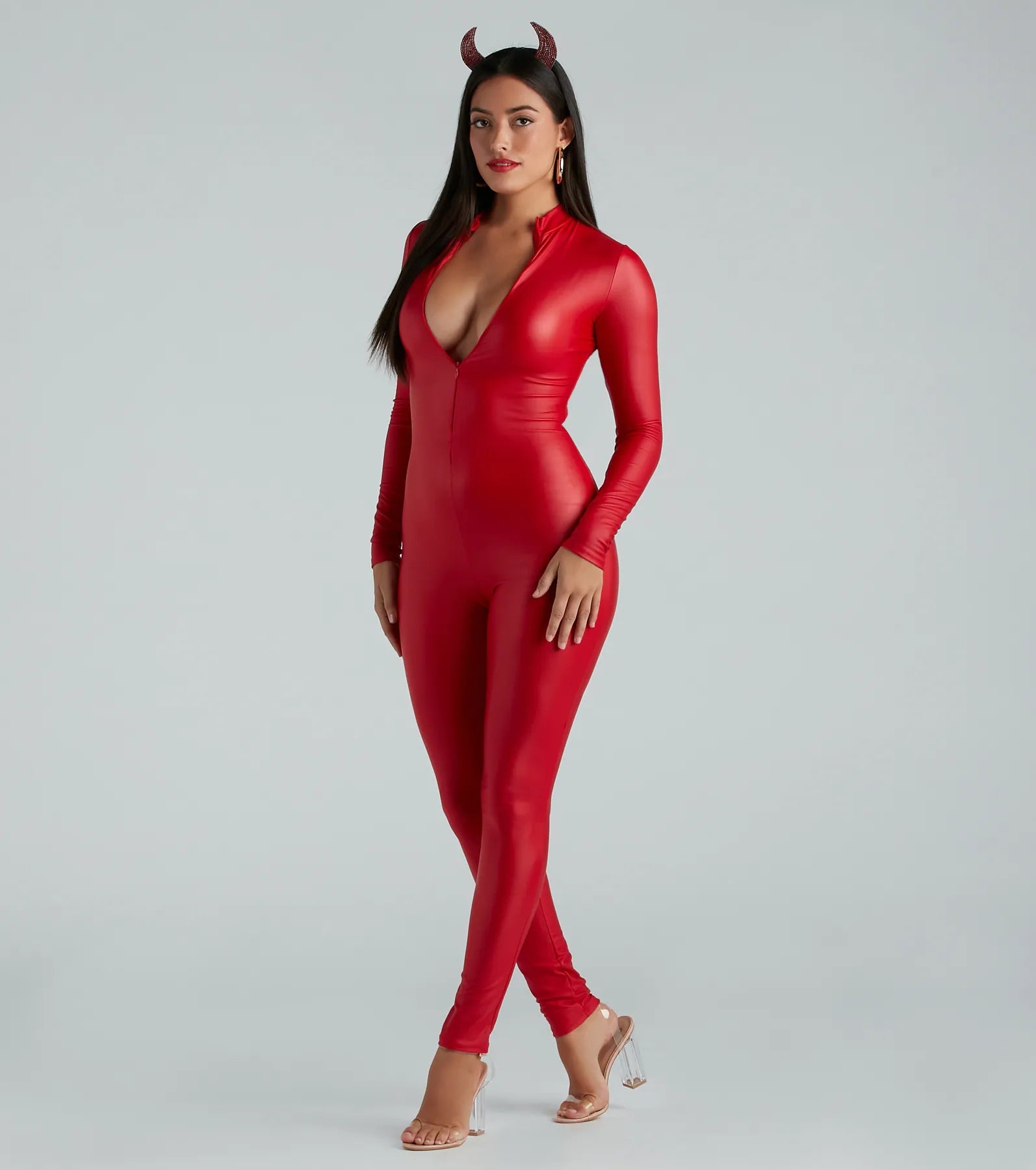 Full Throttle Faux Leather Mock Neck Catsuit - Image 6
