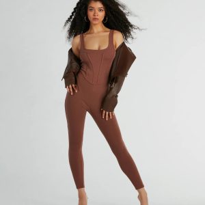 Chill Vibes Ribbed Knit Corset Catsuit