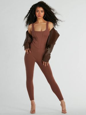 Chill Vibes Ribbed Knit Corset Catsuit