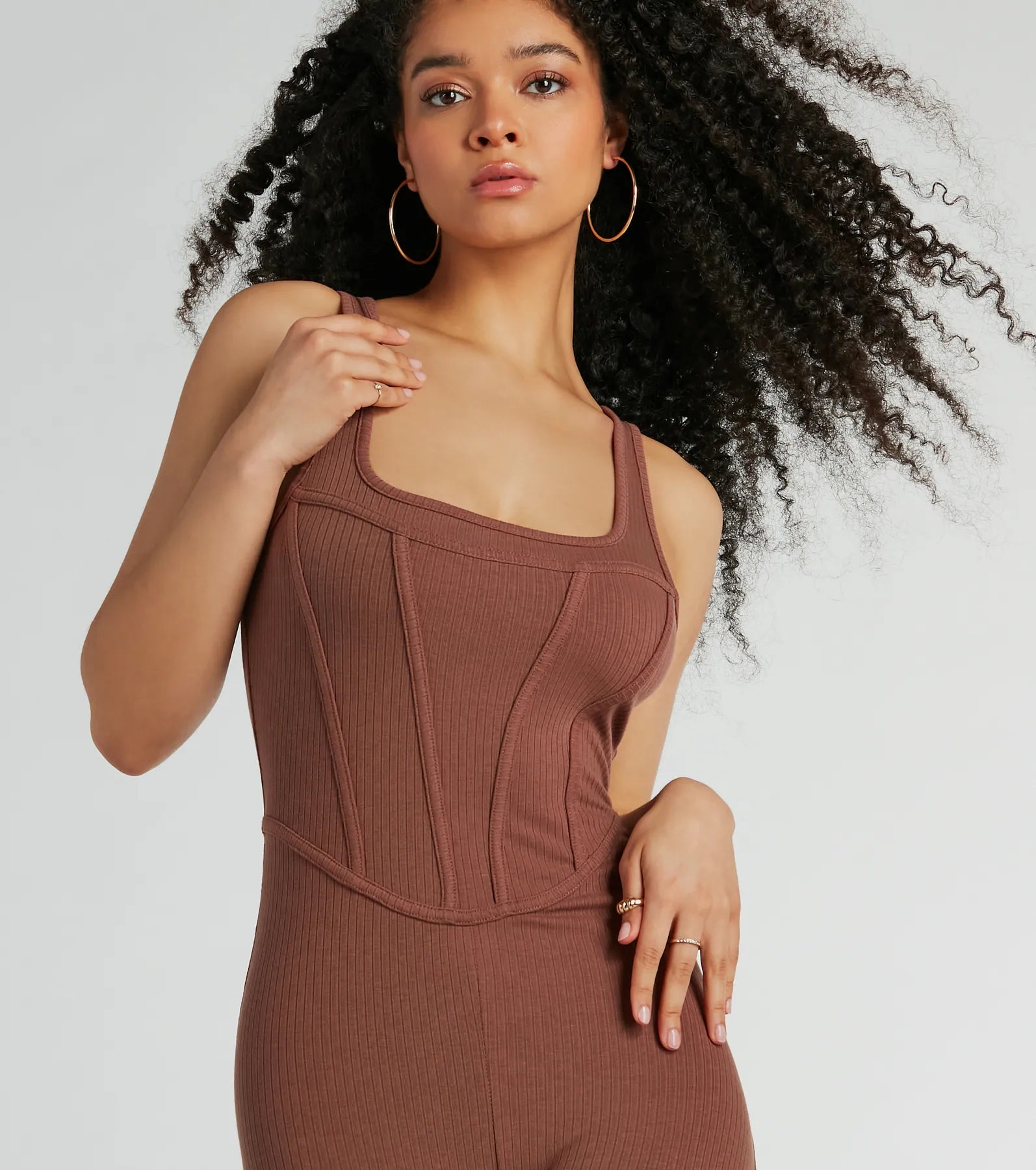 Chill Vibes Ribbed Knit Corset Catsuit - Image 3