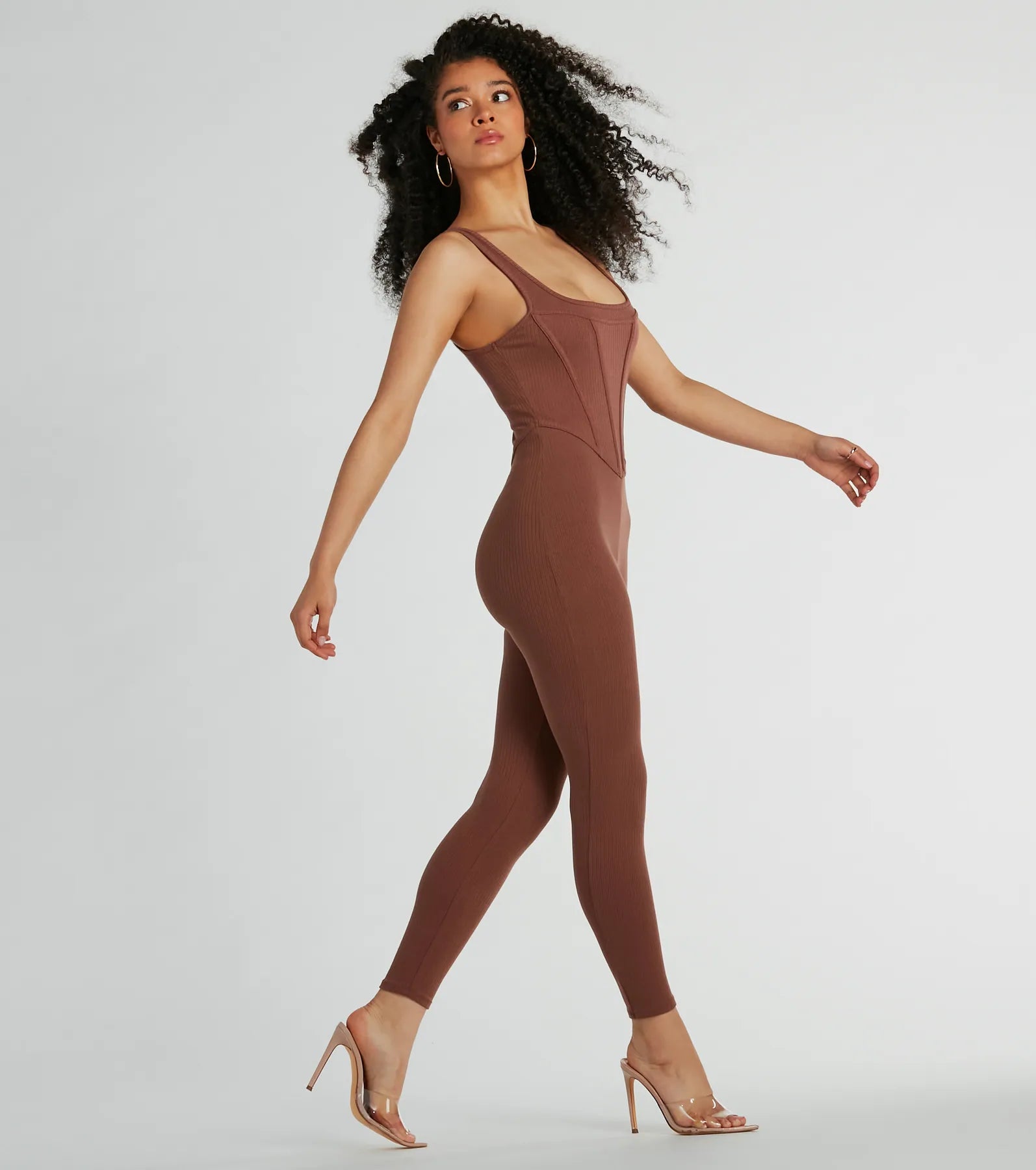 Chill Vibes Ribbed Knit Corset Catsuit - Image 4