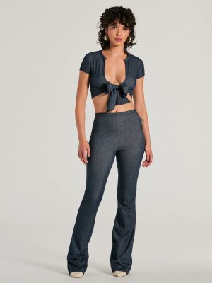 Cause A Commotion High Rise Flare Denim Pants