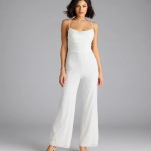 Elevate Your Vibe Wide-Leg Faux Pearl Jumpsuit
