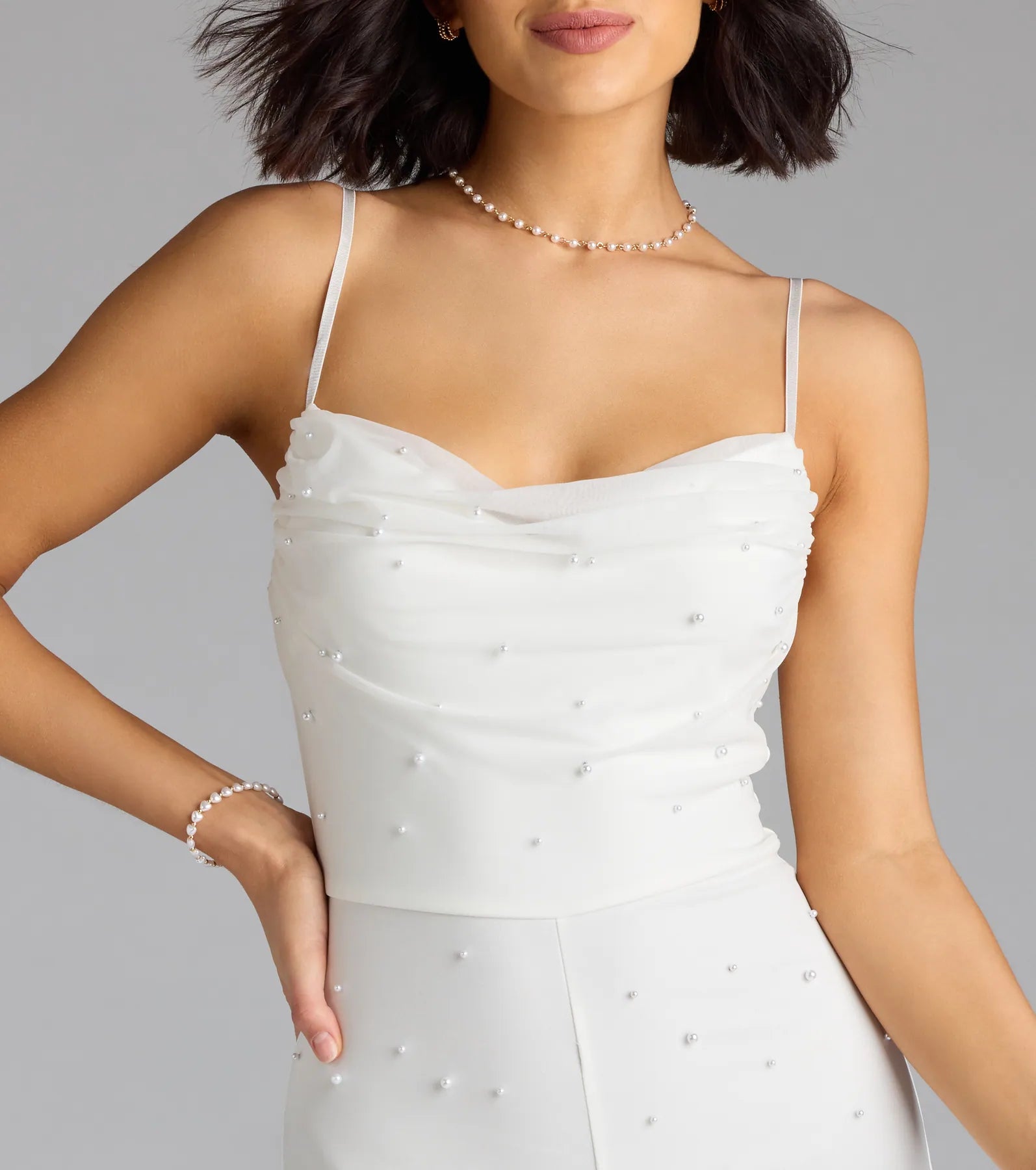 Elevate Your Vibe Wide-Leg Faux Pearl Jumpsuit - Image 3