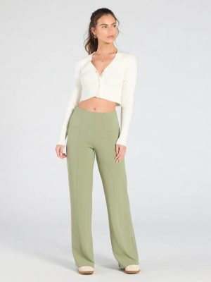 She's All Business Wide-Leg Crepe Trouser Pants