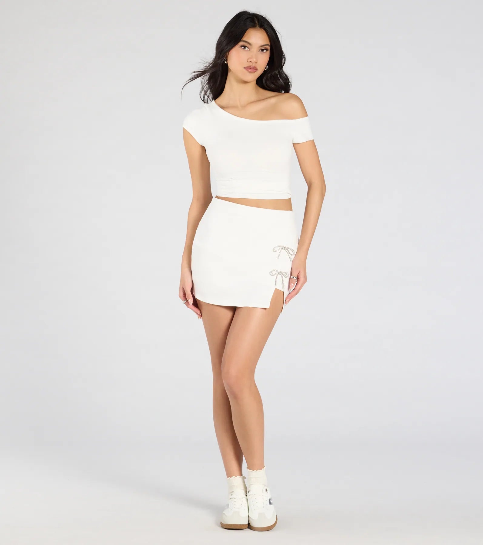 Exceptionally Precious Rhinestone Bow Ponte Skort - Image 8