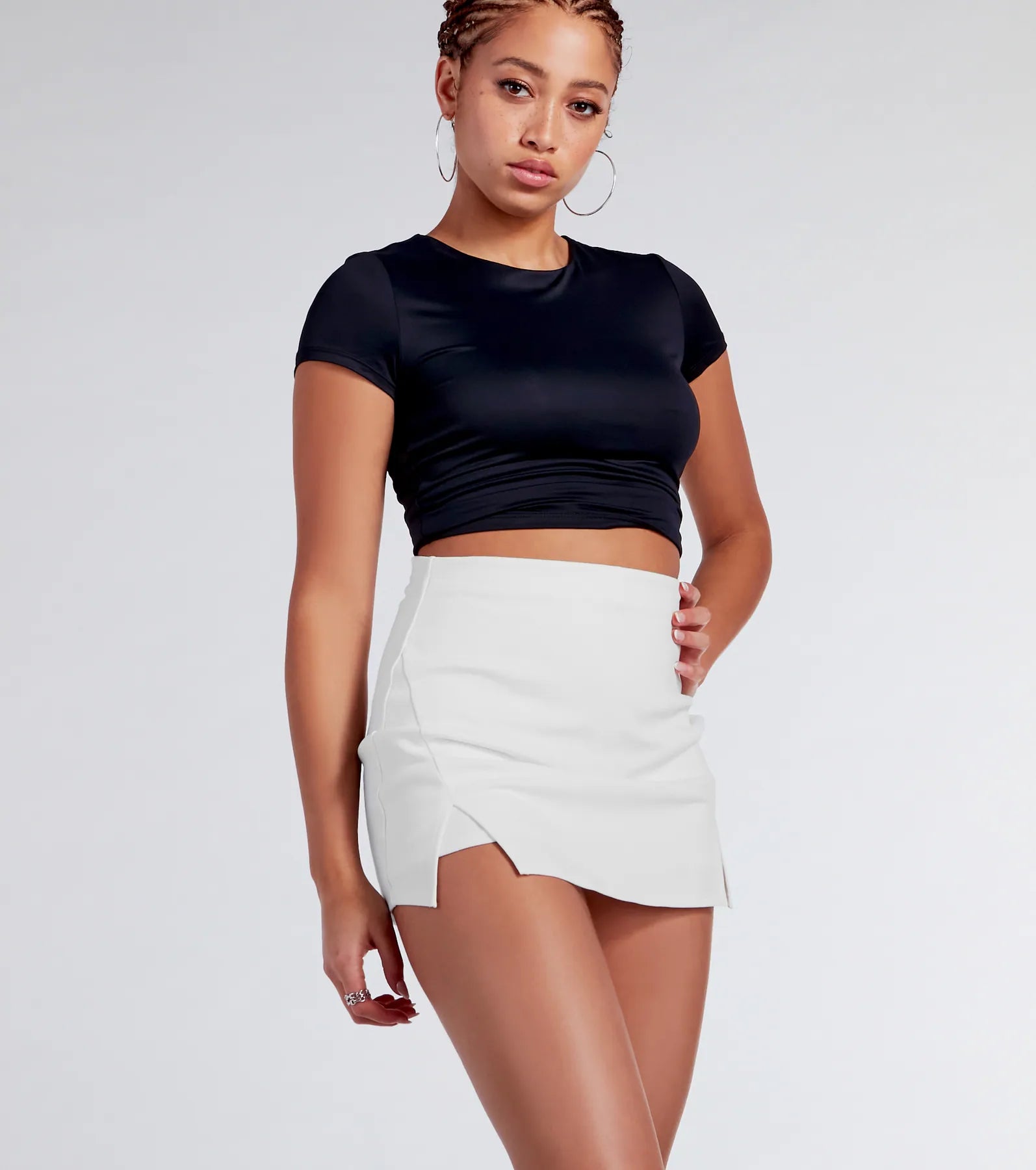 Cute Attitude Ponte Slit Mini Skort - Image 5